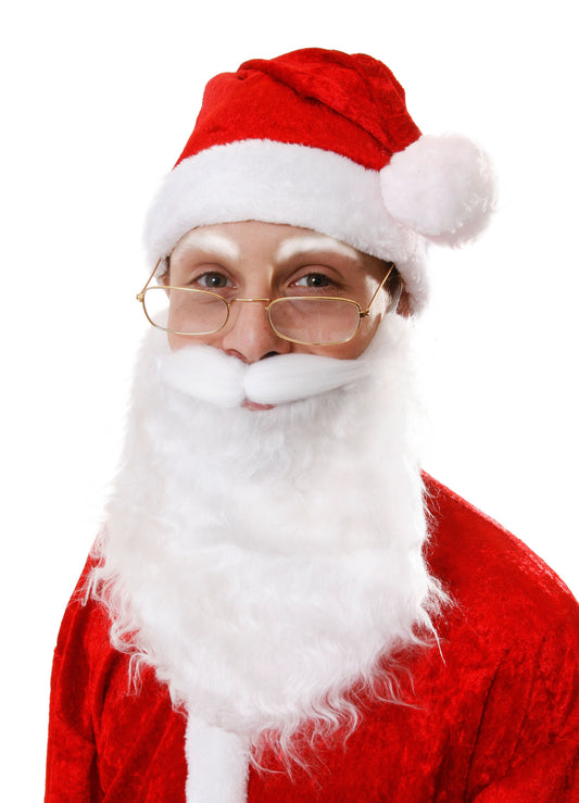 Santa Claus Beard and Moustache Father Christmas Fancy Dress Accessory White Facial Hair