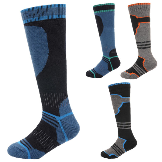 Boys Ski Socks 4 Pairs Knee Length Thermal Outdoor Snowboarding Stockings