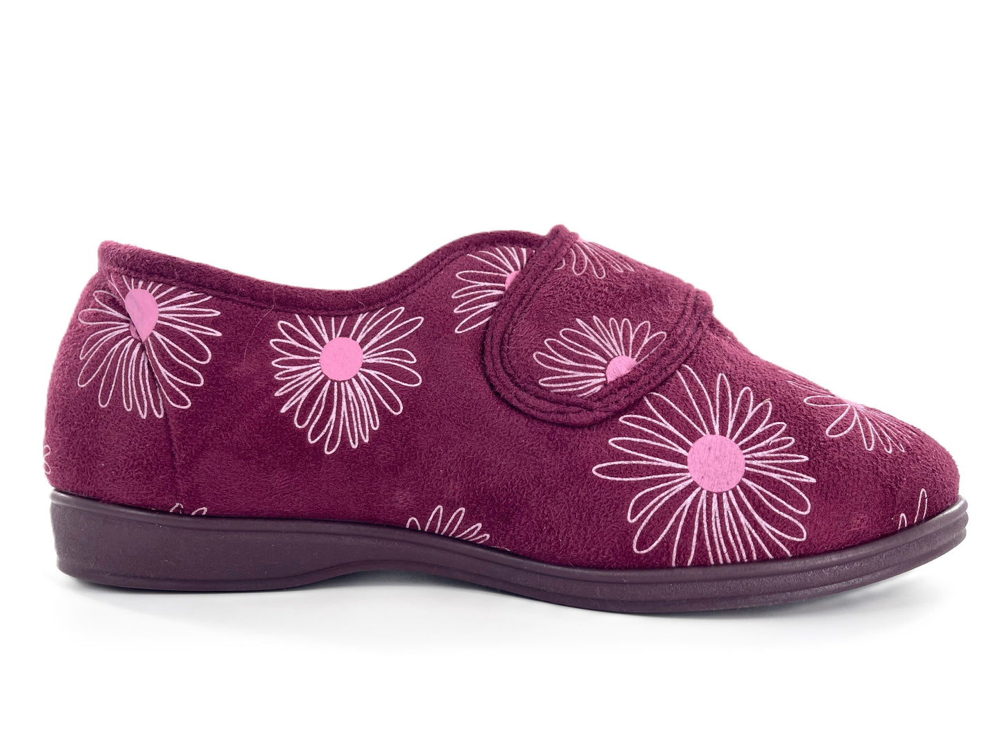 Dunlop Ladies Slippers Daisy Print Adjustable Strap Memory Foam Washable