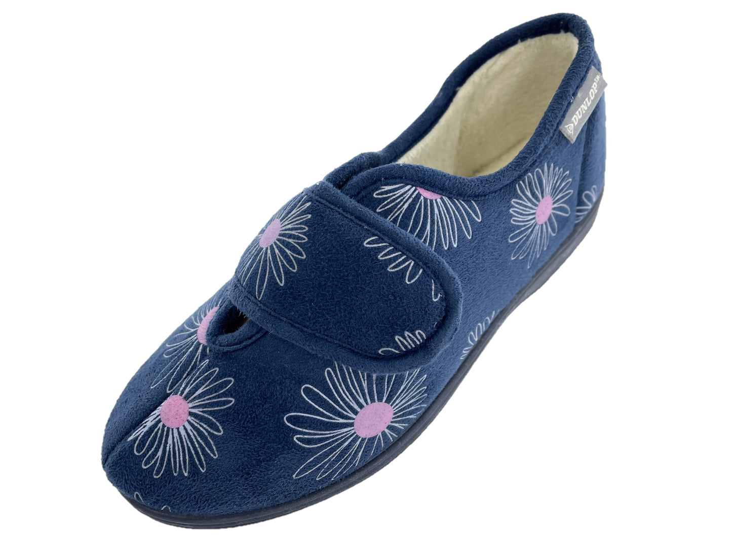 Dunlop Ladies Slippers Daisy Print Adjustable Strap Memory Foam Washable