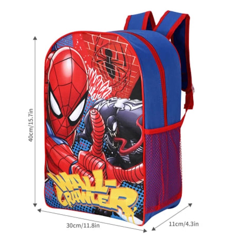 Marvel Spider-Man Kids Backpack School Bag Boys 40cm Venom Wall Crawler Red Blue
