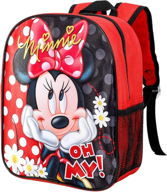 Minnie Mouse Girls Backpack School Bag Red Black 30cm Disney Kids Rucksack