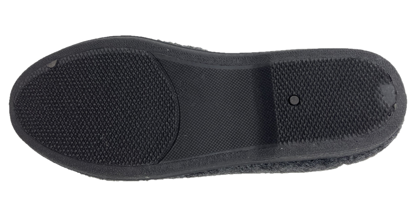 Ladies Grey Zip Up Fleece Lined Bootie Slippers