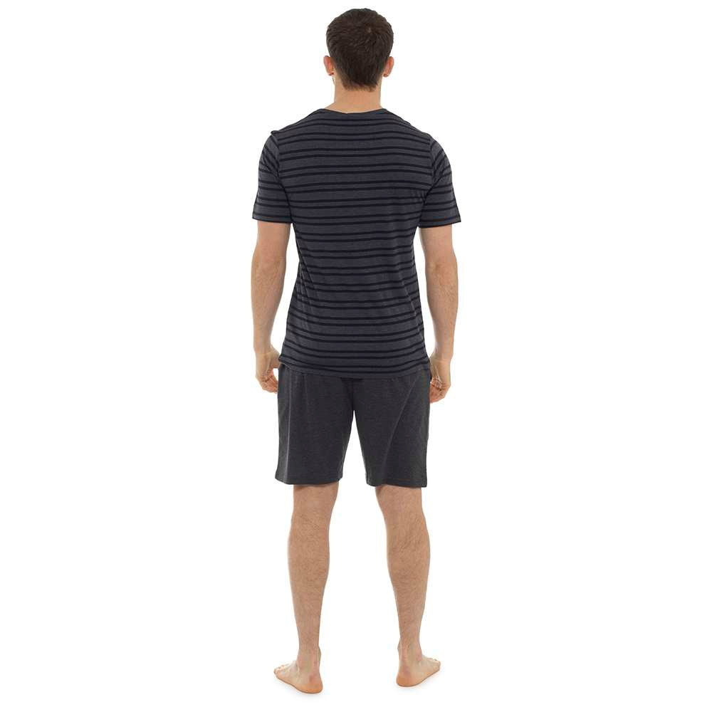 Men's Striped Top Cotton Rich Summer Shortie Pyjama Set