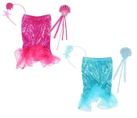 Mermaid Girl Fancy Dress Up Costume, Tutu & Wand Set