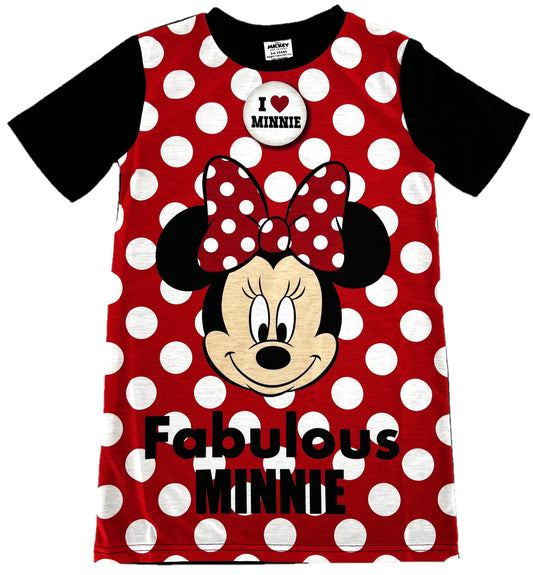 Disney Minnie Mouse Girls Nightdress Nightie 5-12 Years, Short Sleeved, Summer