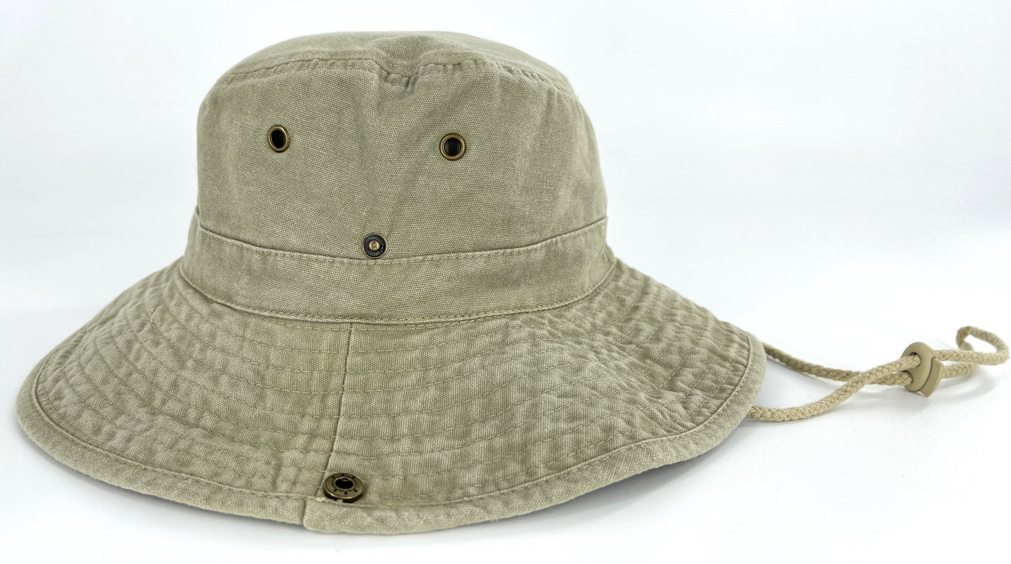 Men's Safari Hat Stonewashed Cotton Cowboy Aussie Outback Wide-Brimmed Sun Hat