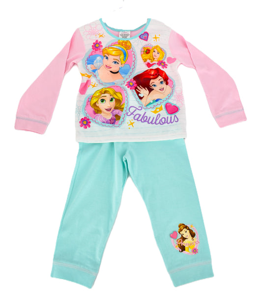 Disney Princess Girls’ Pyjama Set – Long Sleeve Cotton Nightwear – Sizes 18–24 Months to 4–5 Years – Featuring Cinderella, Ariel, Belle, Rapunzel – Soft & Cosy Kids’ PJs