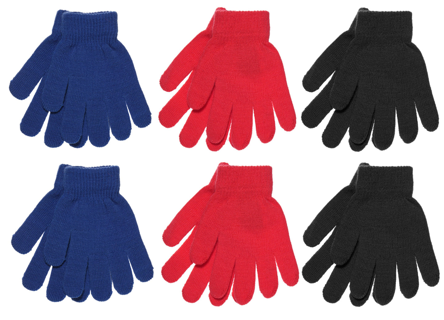 Boys 6 Pack Magic Stretch Gloves Warm Knitted Winter Gloves One Size Up To 12 Yrs