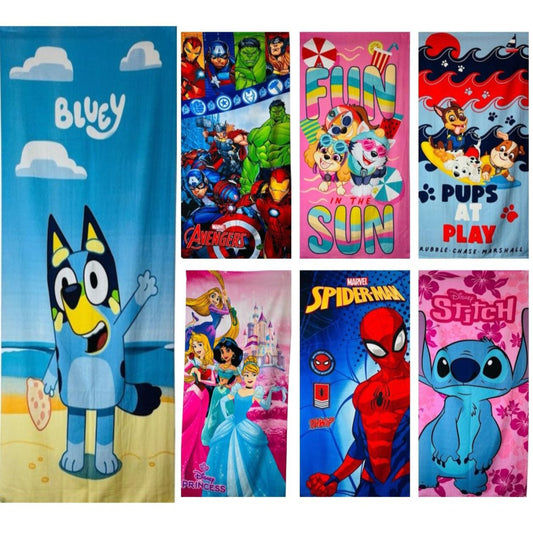 Children's Beach Towel, Bluey, Spiderman, Avengers, Princess, Paw, Stitch