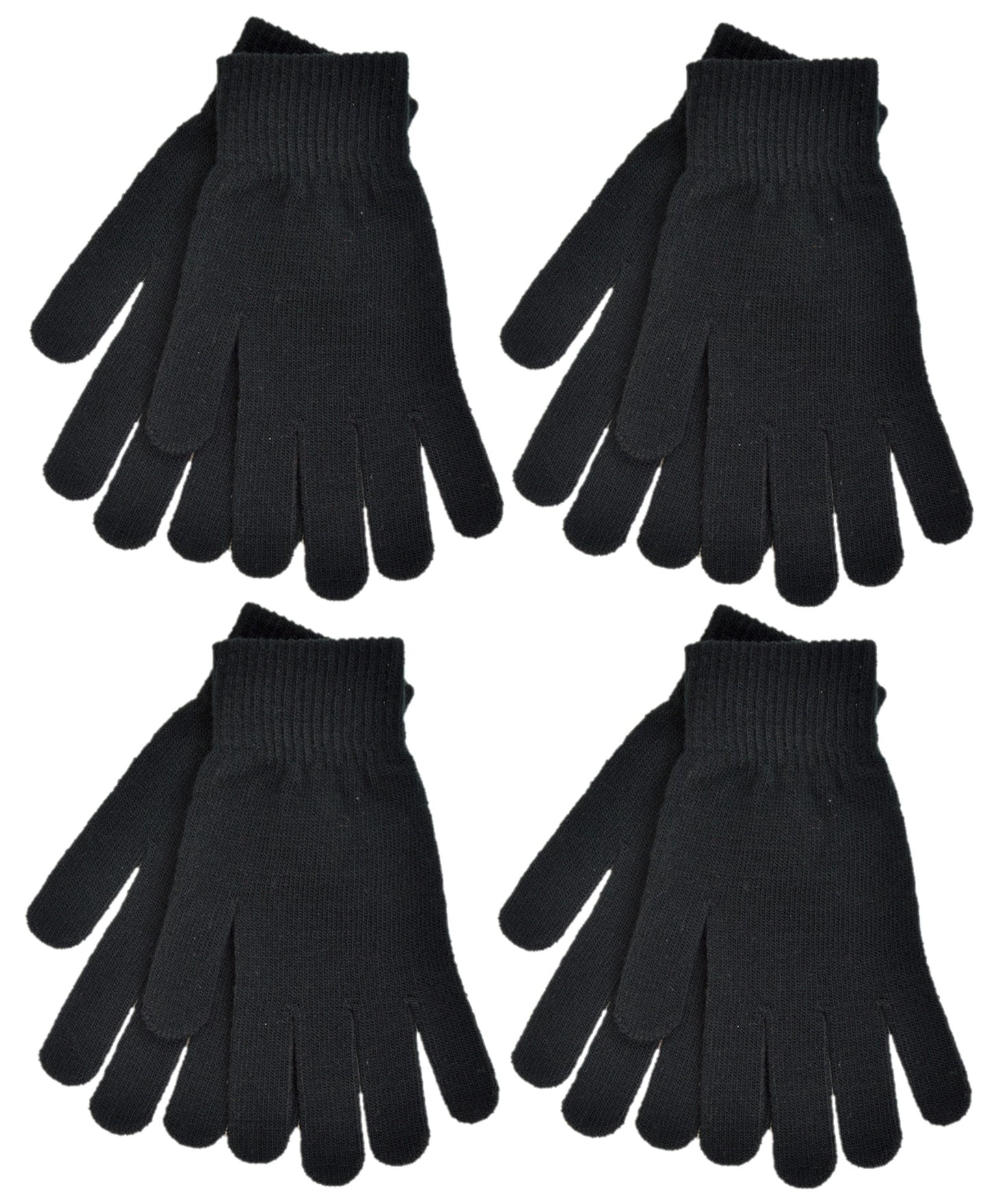 Mens Black Thermal Magic Stretch Knitted Gloves - 2, 4 or 6 Pair Packs