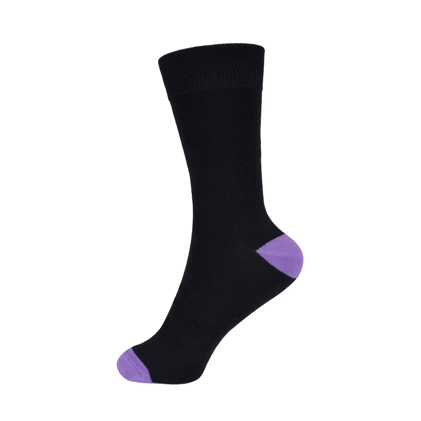 6 Pairs Men's Black Bamboo Socks with Coloured Heels and Toes