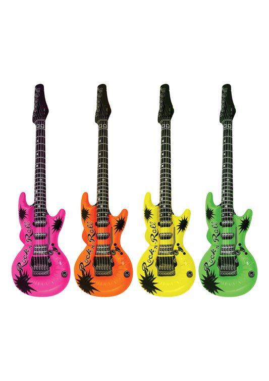 4x Inflatable Guitars 95cm Rock / Pop Star Fancy Dress Accessory