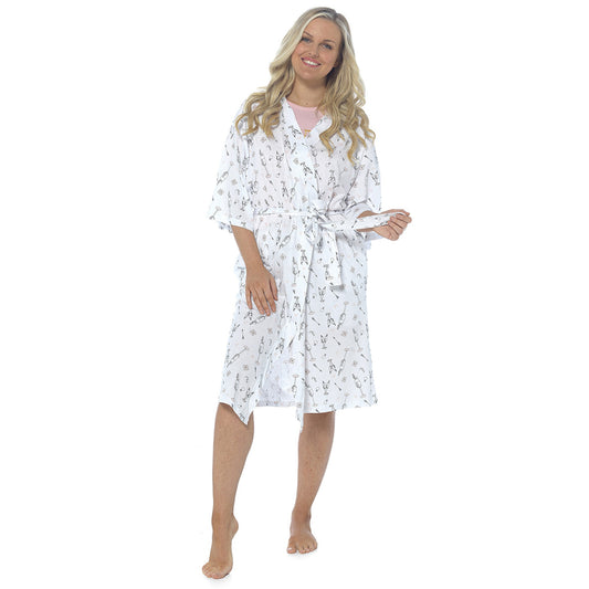 “Bride Tribe” Ladies White Soft Cotton Kimono Wrap Dressing Gown Robe for Wedding Days Hen Parties
