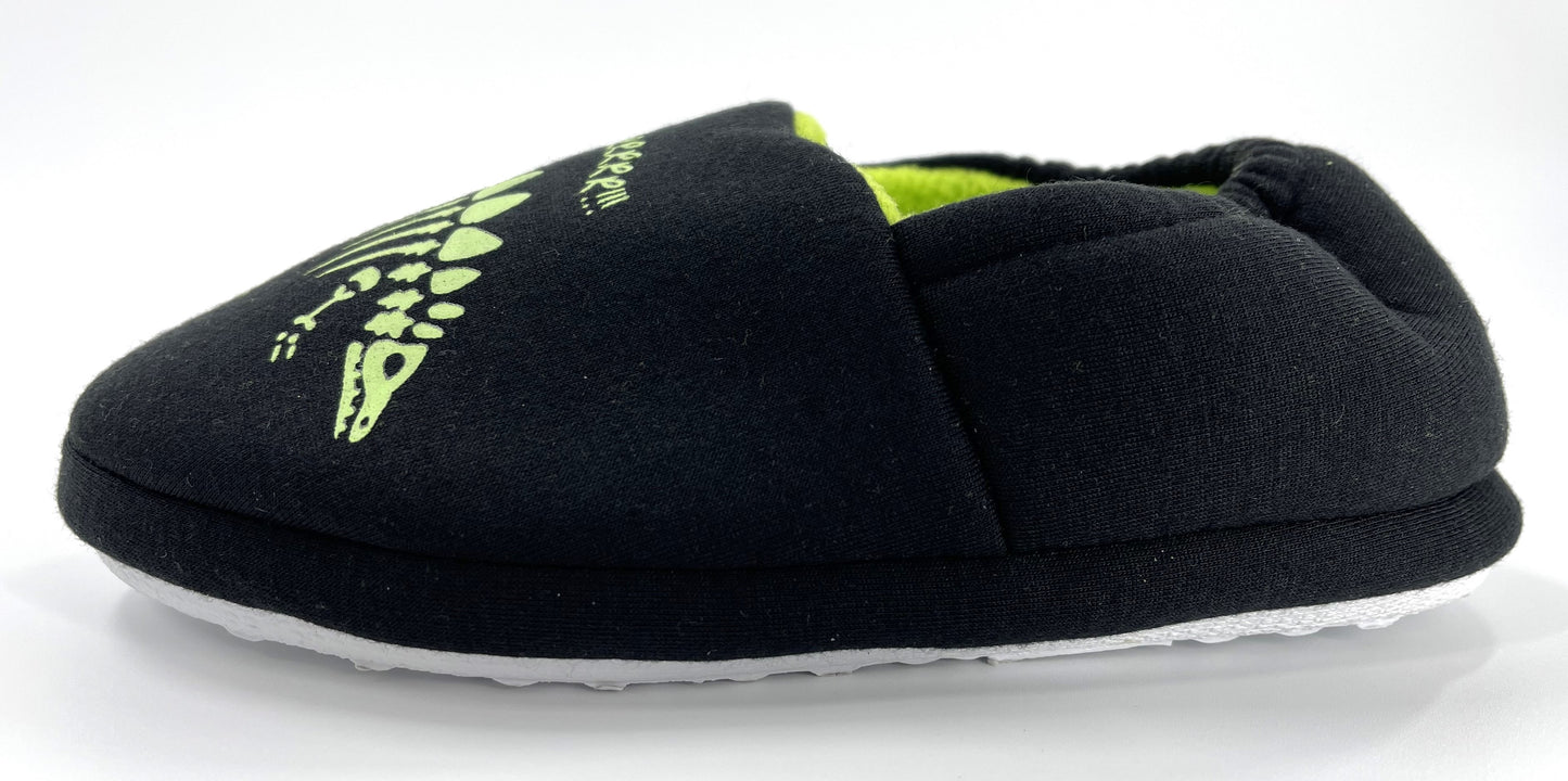 Boys Glow-in-the-Dark Dinosaur Skeleton Slip-On Slippers