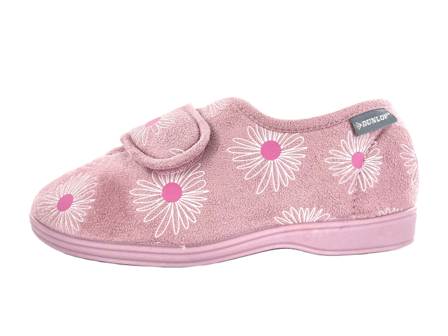 Dunlop Ladies Slippers Daisy Print Adjustable Strap Memory Foam Washable