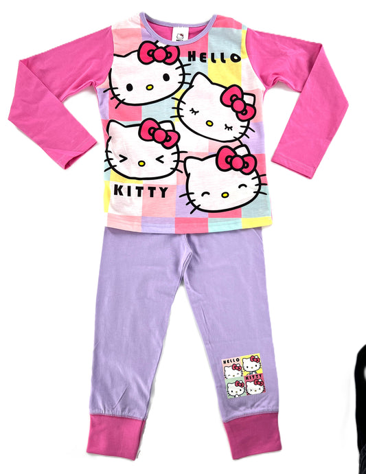 Hello Kitty Girls Pyjamas Set – “Lots of Kitty” Ages 5–12 Years, PJ’s, Nightwear