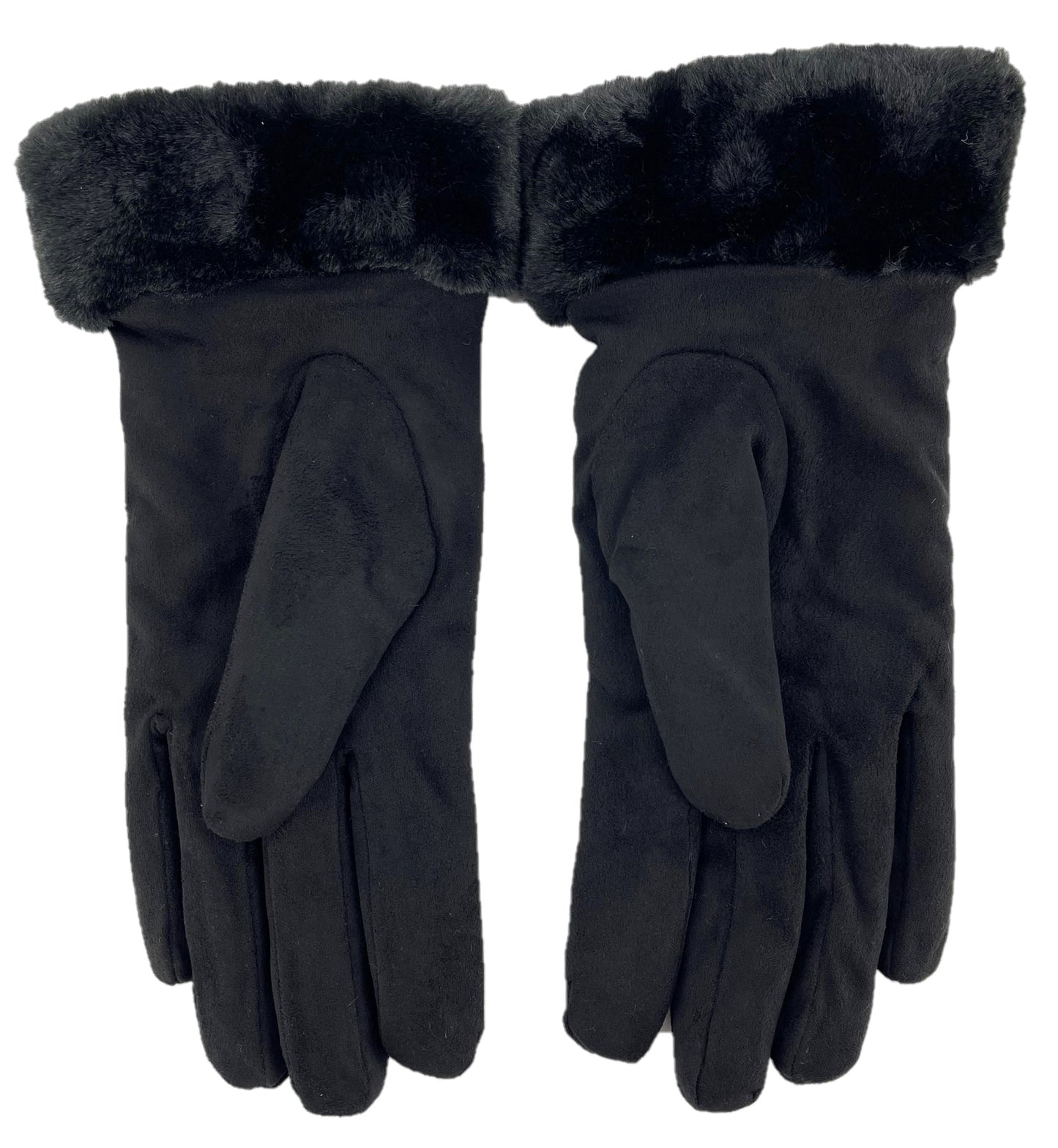 Ladies Supersoft Faux Fur Trimmed Sherpa Lined Suedette Gloves