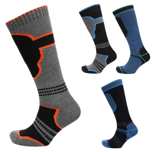 Men's Ski Socks 4 Pairs Knee Length Thermal Outdoor Snowboarding - UK 6-11