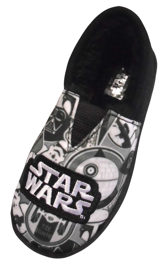 Boy's Star Wars Black Slippers - Slip On UK Child Size 8