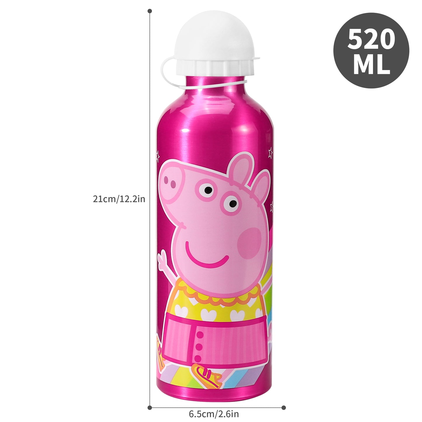 Peppa Pig Girl's Aluminium Water Bottle  - Ideal for School Lunch Bags