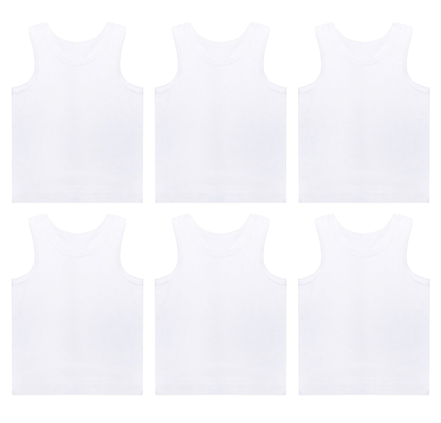 Pack Boys White Cotton Vests Kids Sleeveless Soft Jersey Underwear OEKO-TEX Certified