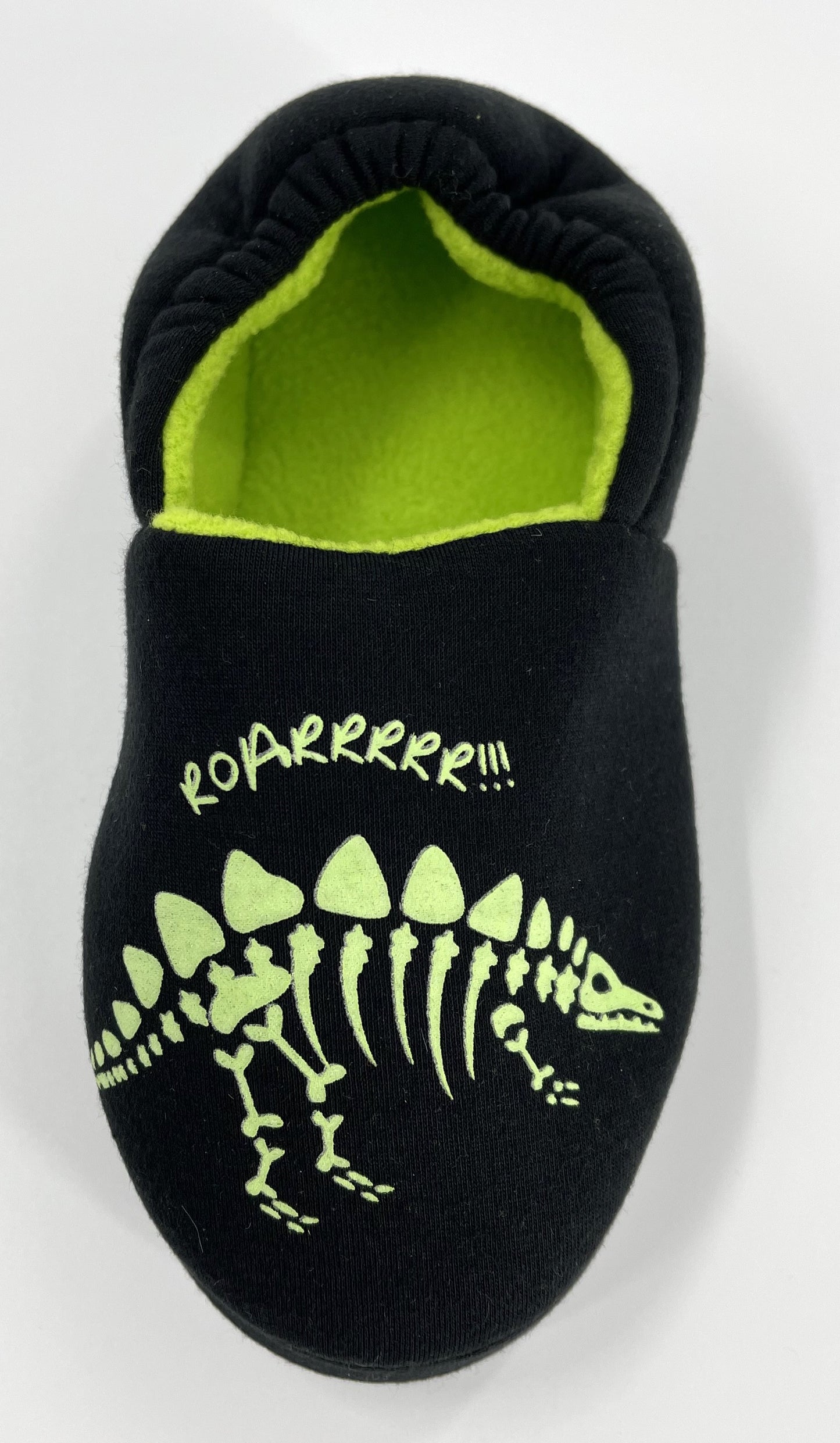 Boys Glow-in-the-Dark Dinosaur Skeleton Slip-On Slippers