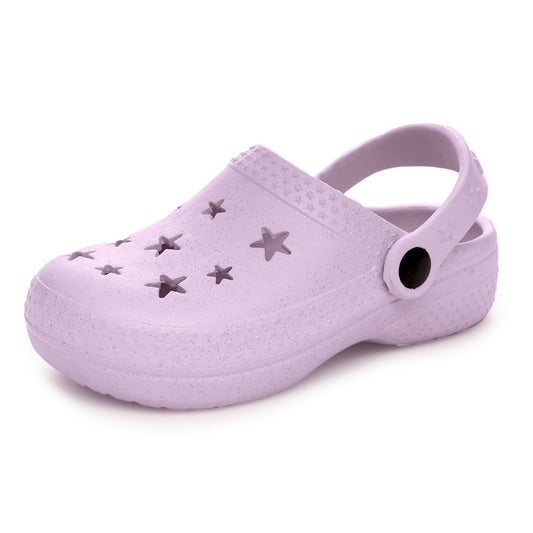 Girls Glittery Clogs Lightweight Summer Sandals Beach Pool Shoes - Lilac or Pink