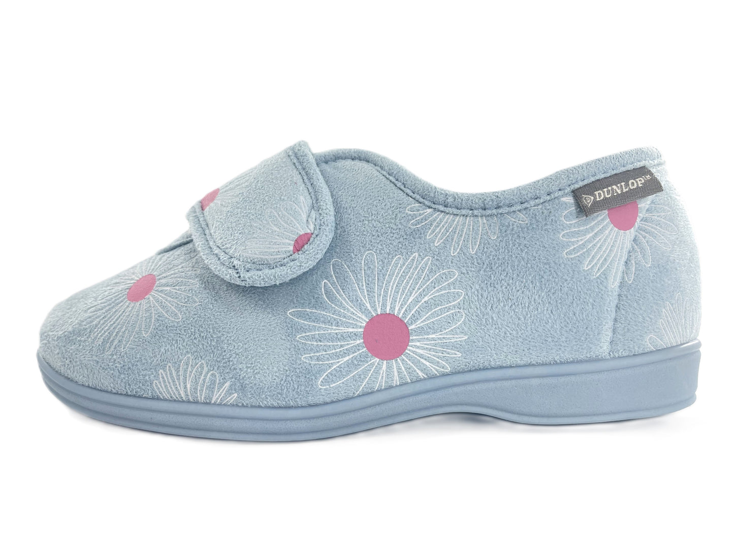 Dunlop Ladies Slippers Daisy Print Adjustable Strap Memory Foam Washable