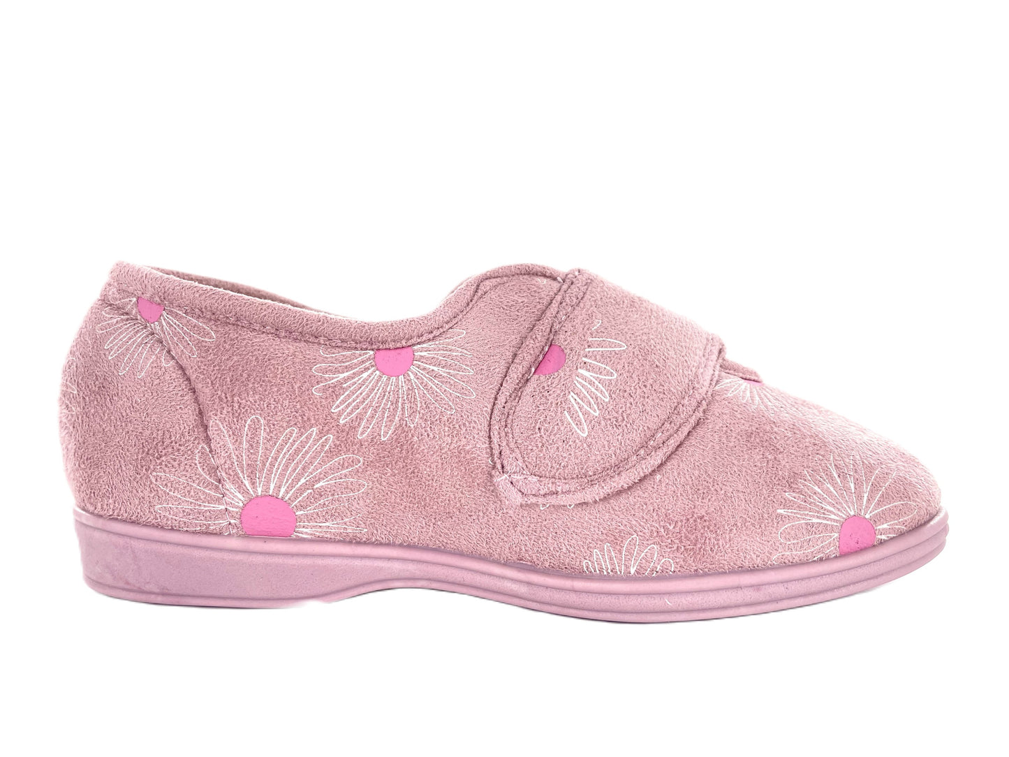 Dunlop Ladies Slippers Daisy Print Adjustable Strap Memory Foam Washable