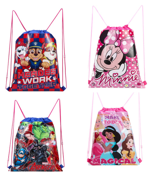 Kids Character Drawstring PE Bag Paw Patrol, Avengers, Disney Princess, Minnie