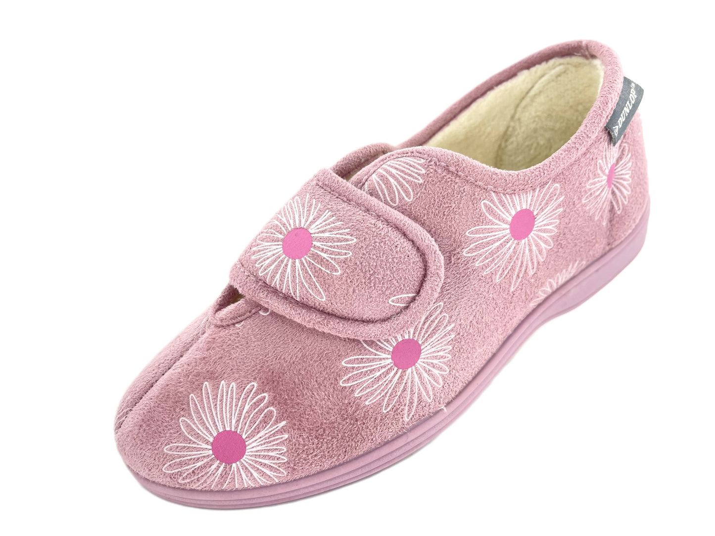 Dunlop Ladies Slippers Daisy Print Adjustable Strap Memory Foam Washable