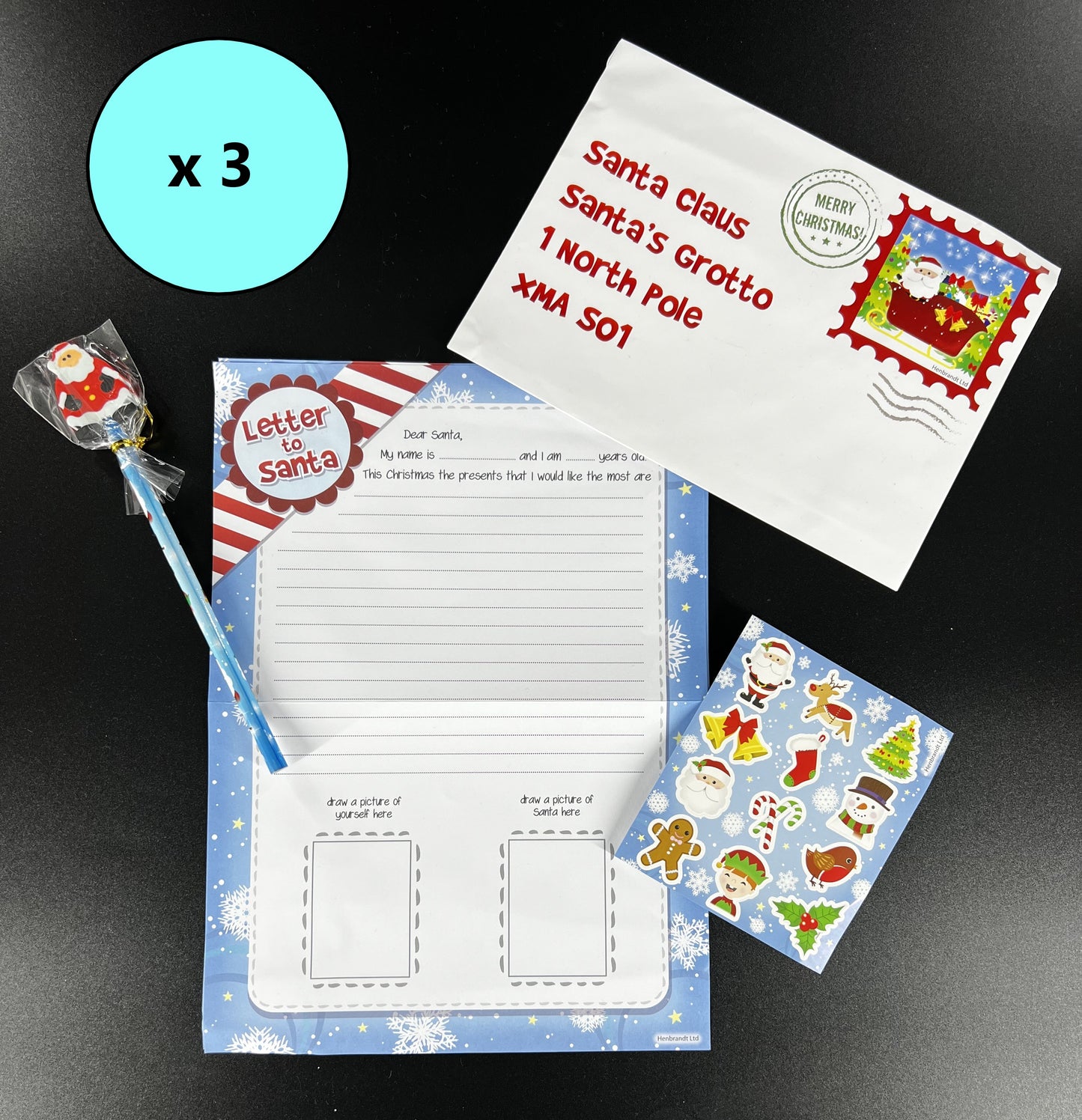 Letter to Santa Kids Christmas Writing 5 pc Set Father Christmas