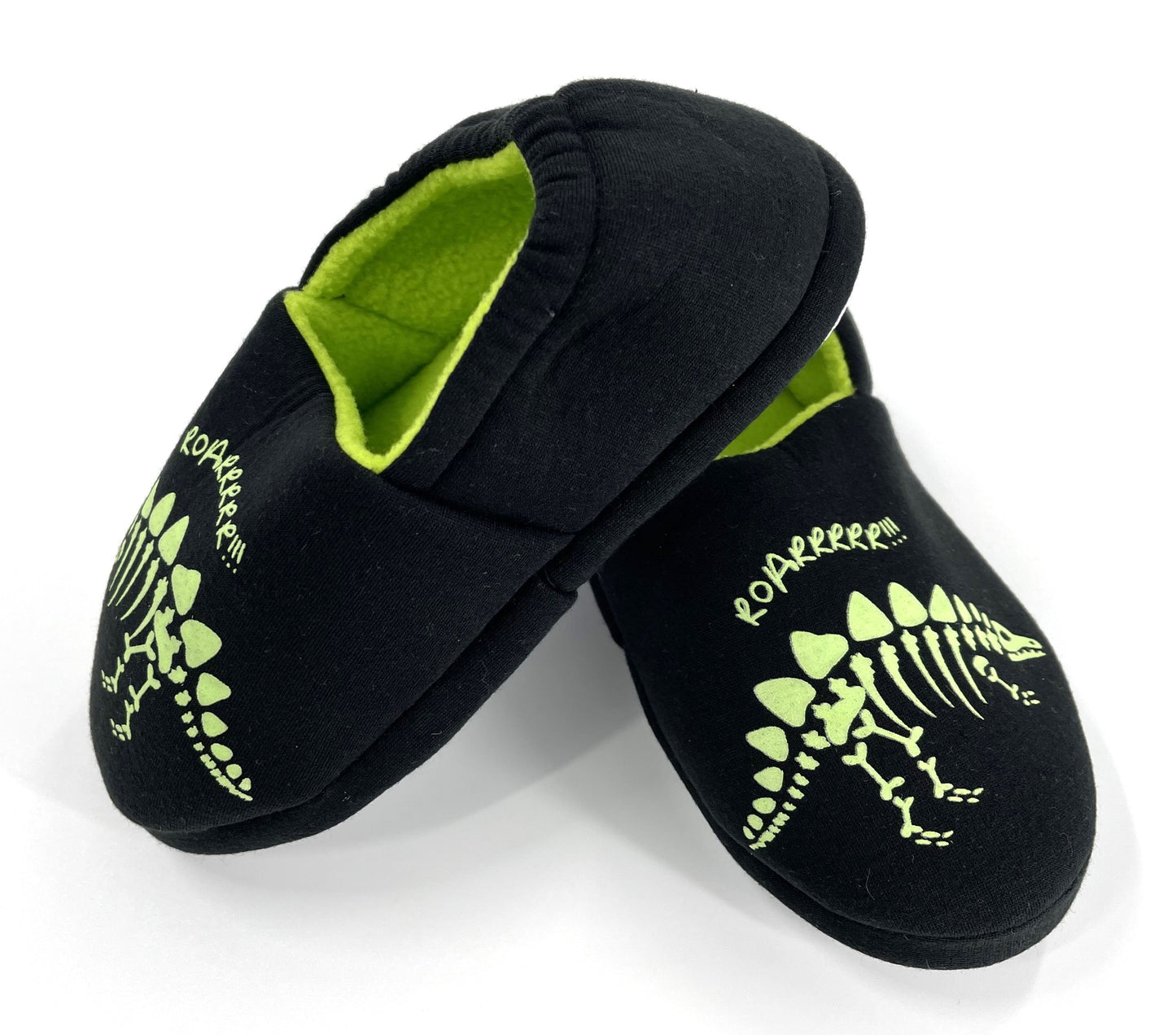 Boys Glow-in-the-Dark Dinosaur Skeleton Slip-On Slippers