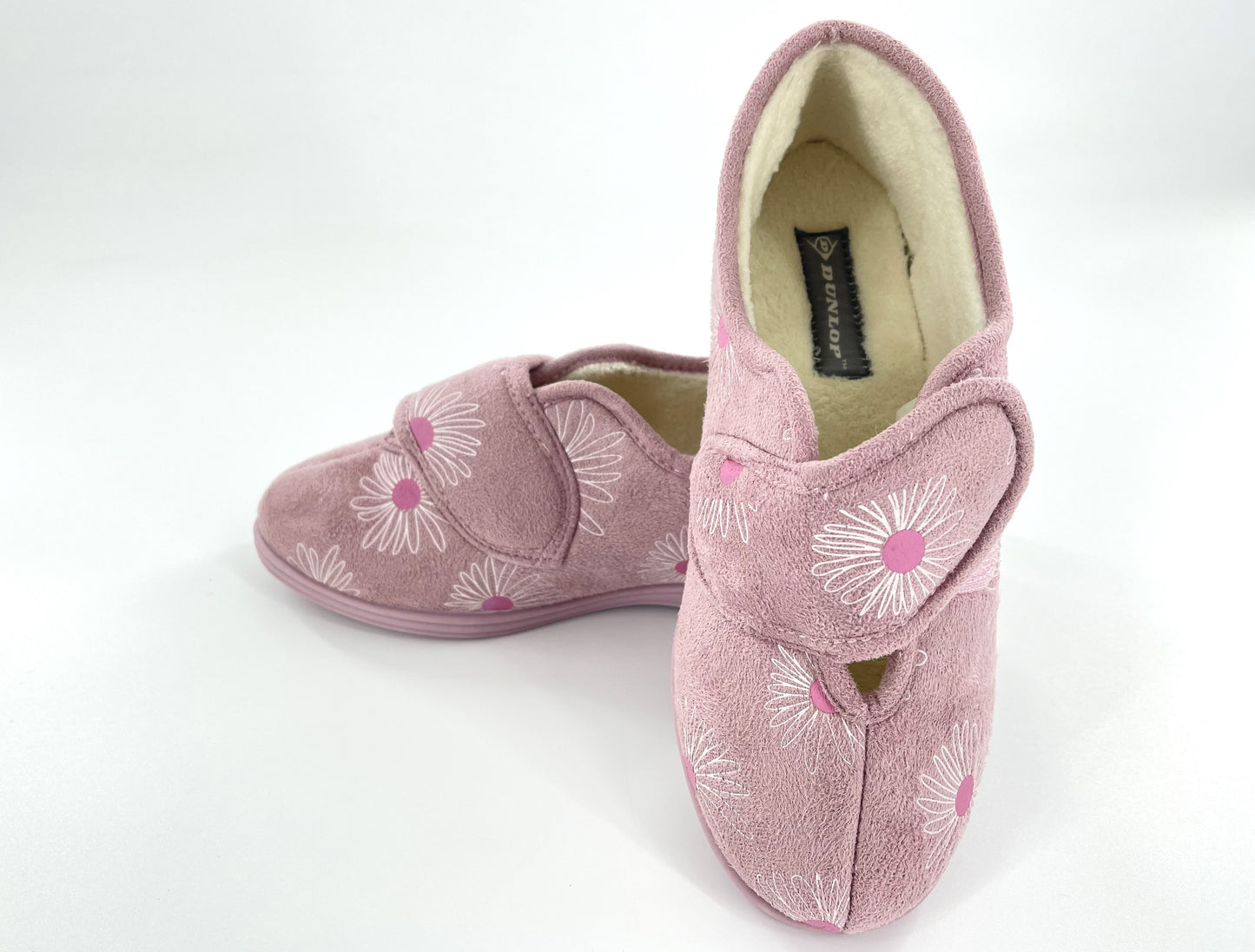 Dunlop Ladies Slippers Daisy Print Adjustable Strap Memory Foam Washable