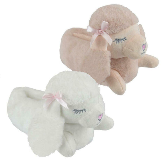 Girls 3D Poodle Slippers Faux Fur Indoor Plush Non-Slip Pink or White Sizes 9–3