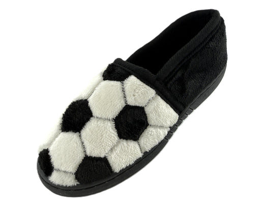 DUNLOP Boys Football Slippers Memory Foam Plush Velour Warm Non Slip Cosy