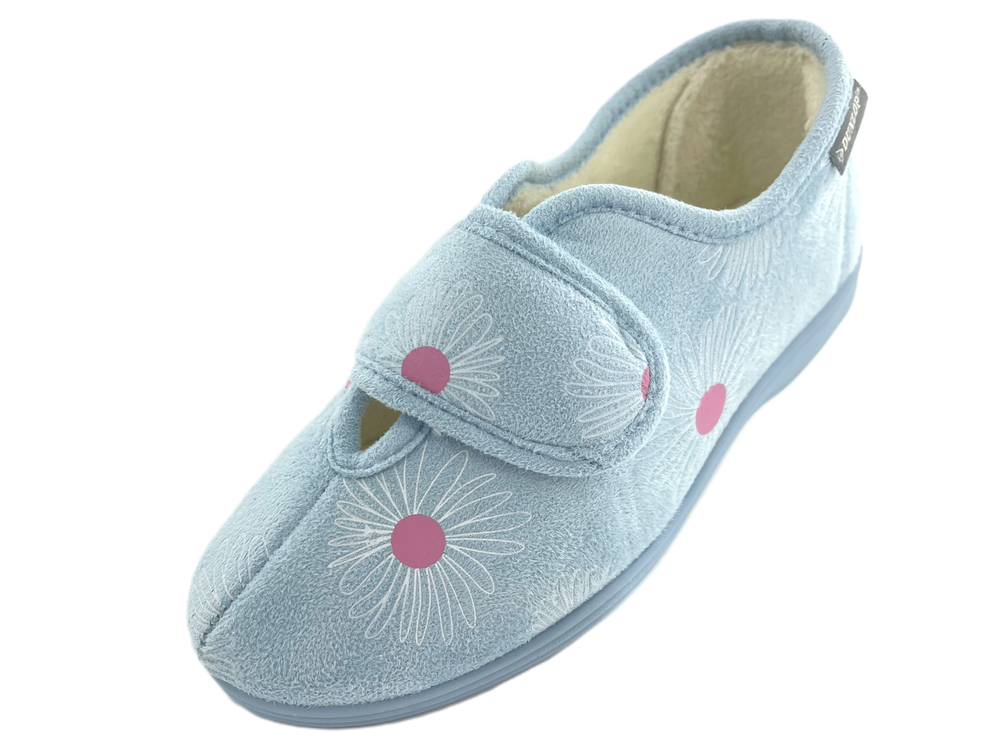 Dunlop Ladies Slippers Daisy Print Adjustable Strap Memory Foam Washable