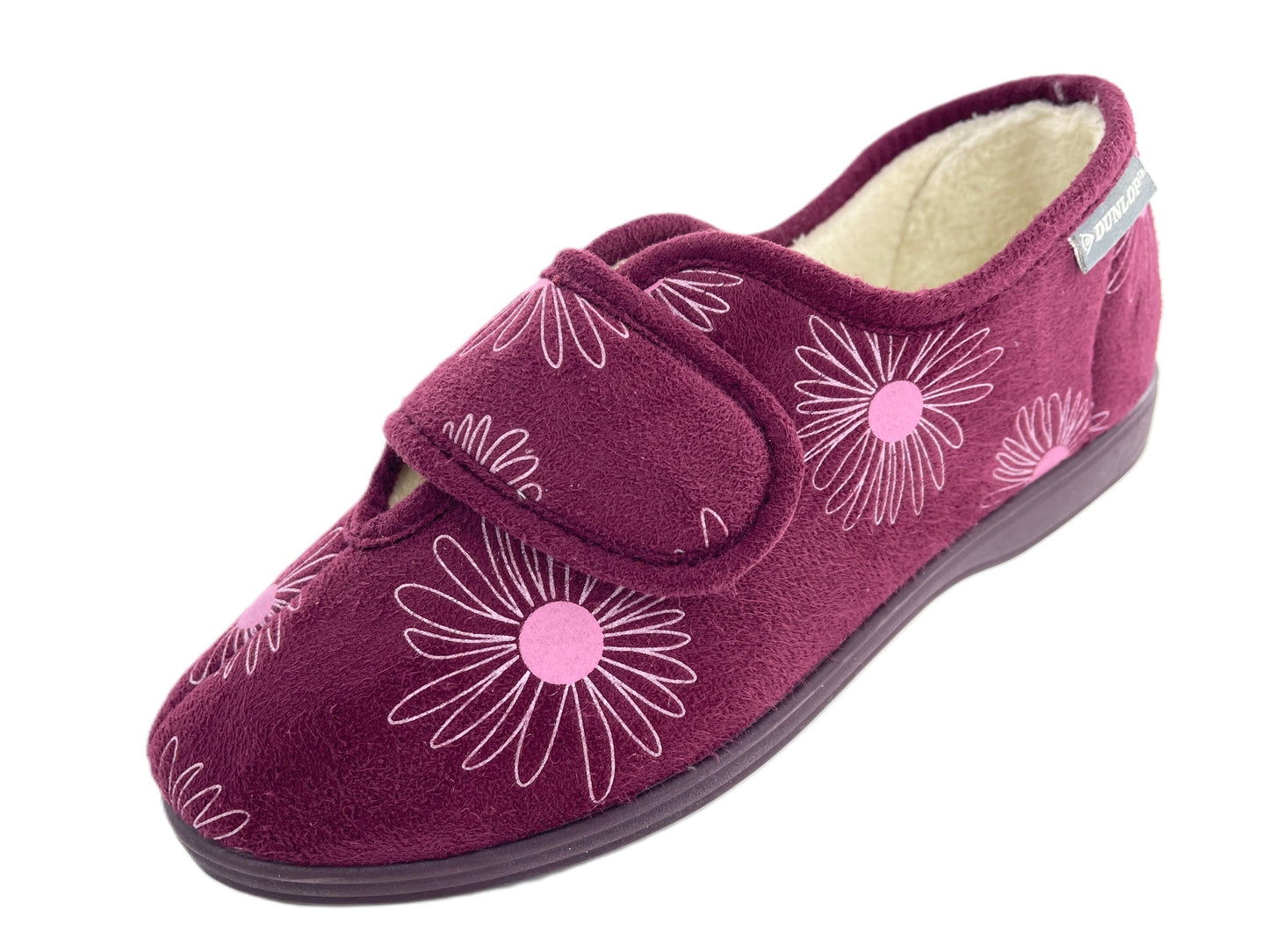 Dunlop Ladies Slippers Daisy Print Adjustable Strap Memory Foam Washable