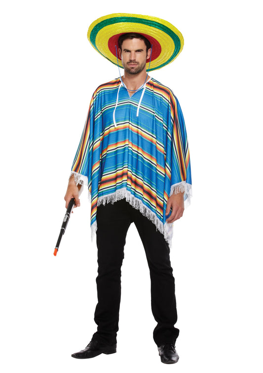 Men's Mexican Wild West Poncho Fancy Dress Costume