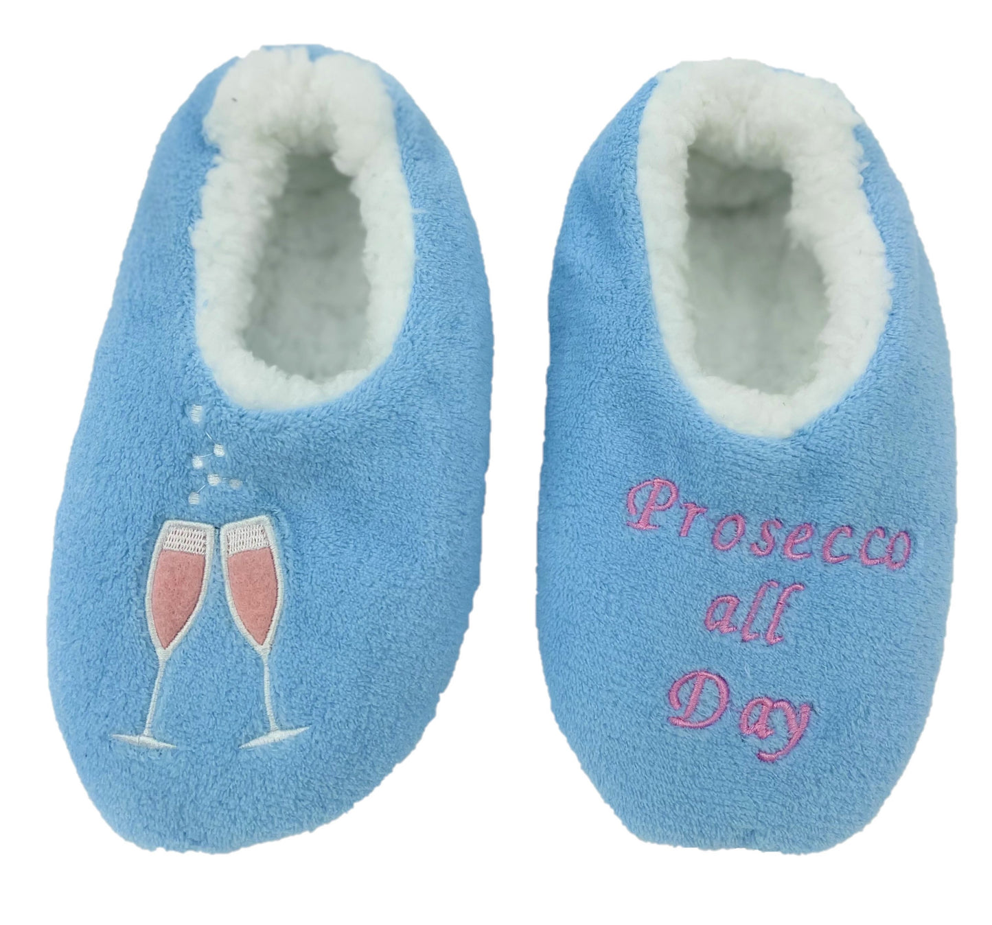 Ladies Slipper Sock with Motif - Blue Prosecco or Grey Martini 2 Sizes Available.
