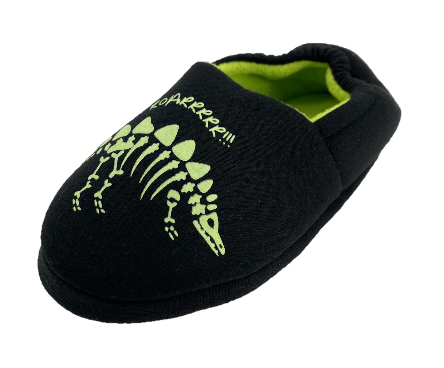 Boys Glow-in-the-Dark Dinosaur Skeleton Slip-On Slippers