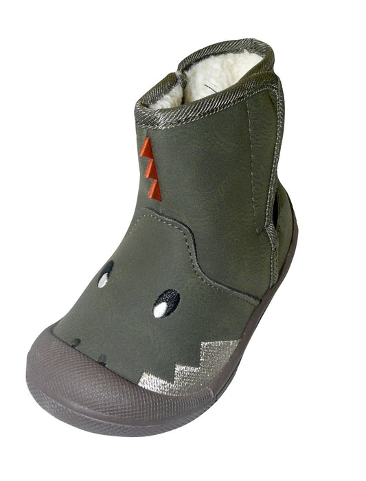 Boys’ Dino Adventure Boots – Green Faux Suede Ankle Boots (Size 4-9)