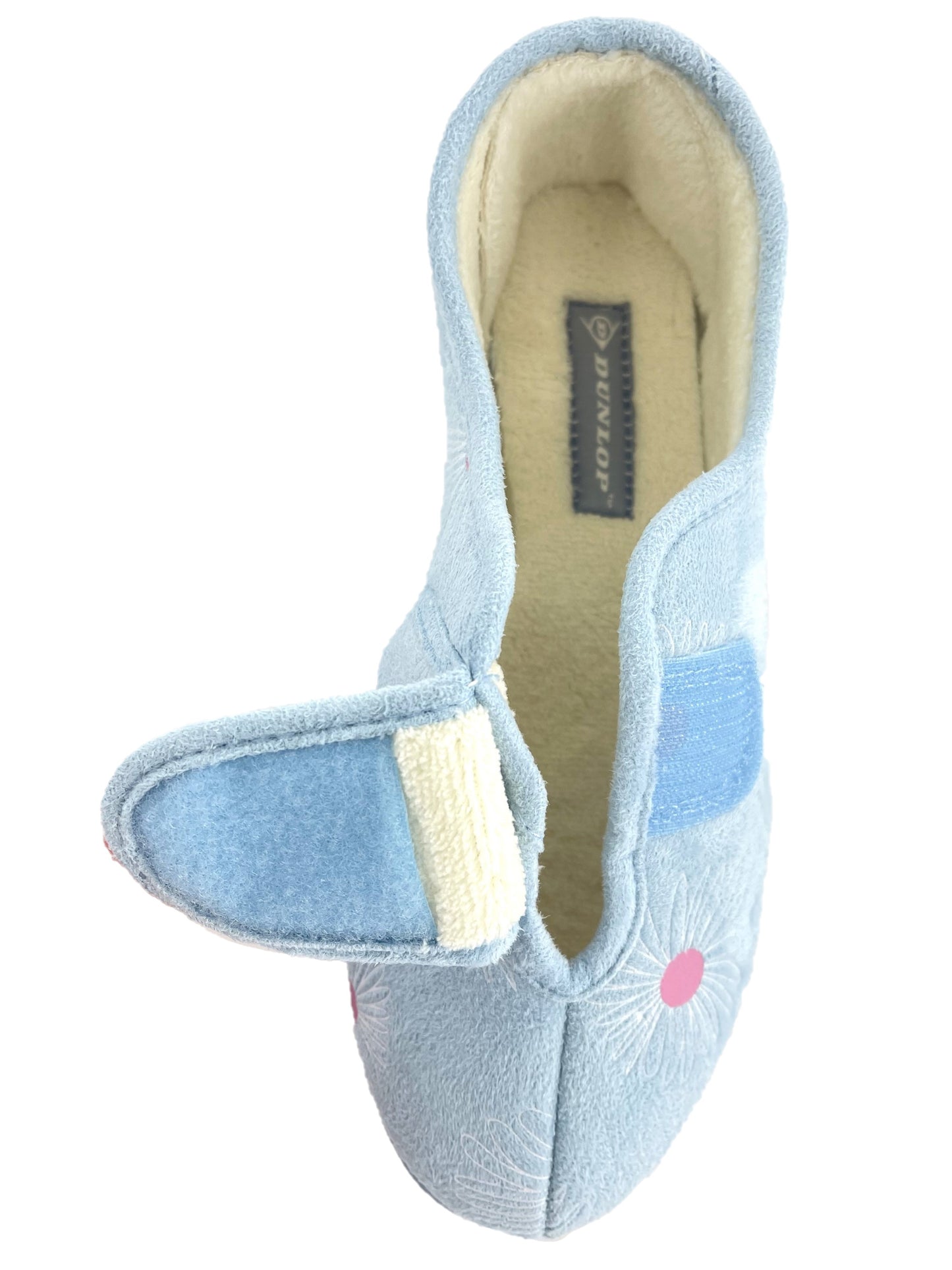 Dunlop Ladies Slippers Daisy Print Adjustable Strap Memory Foam Washable