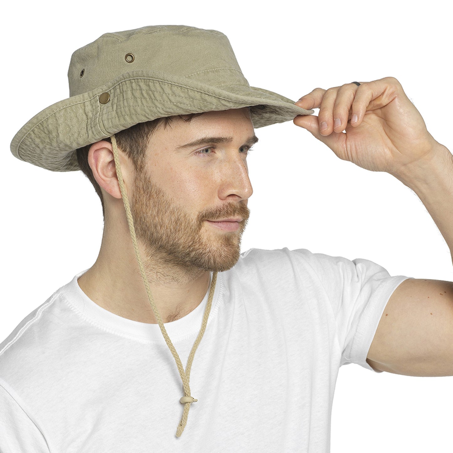 Men's Safari Hat Stonewashed Cotton Cowboy Aussie Outback Wide-Brimmed Sun Hat