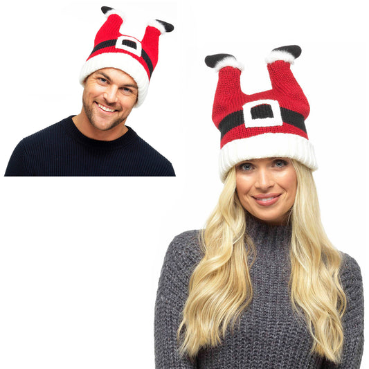 Adults Father Christmas Novelty Knitted Winter Hat