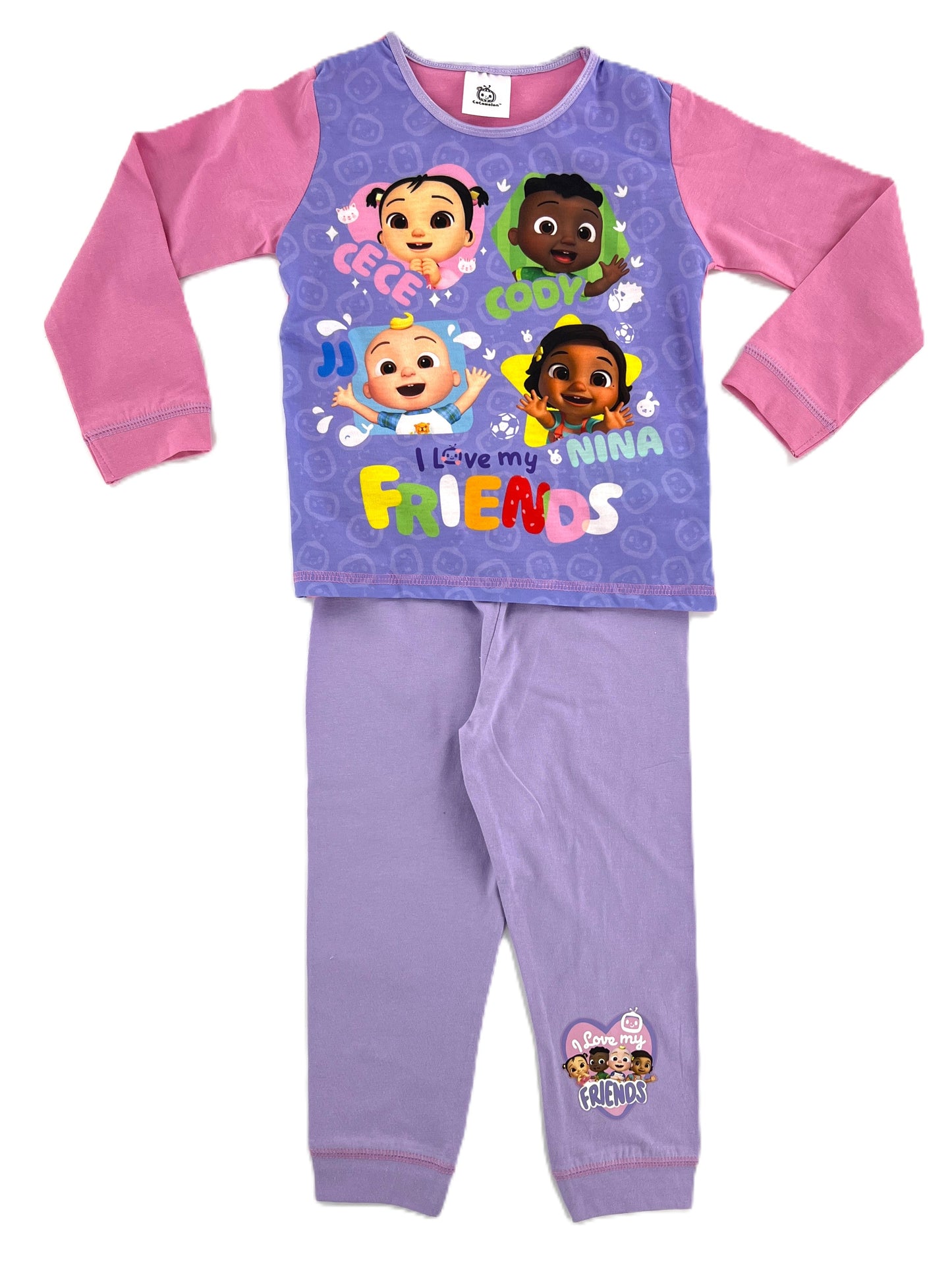 CoComelon Girls Pyjamas 1-4 Years, Pink Cotton PJs "Friends"