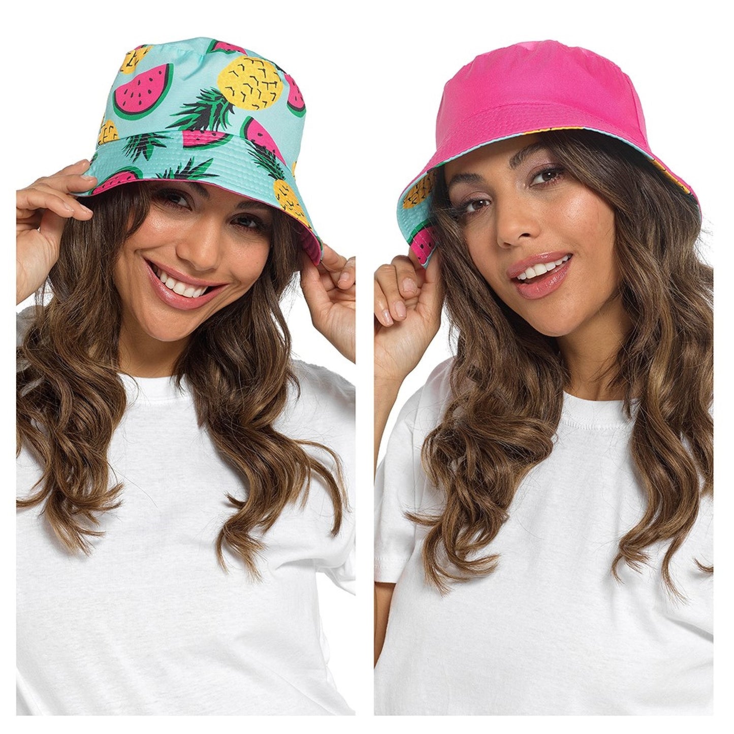 Ladies Reversible Bucket Hat Festival Fun Summer Sun Hat - Various Designs