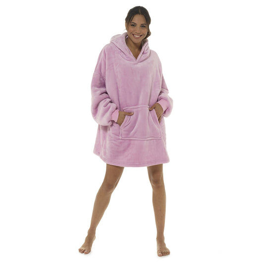 Ladies Oversized Hoodie Snuggly Sherpa-Lined Wearable Blanket
