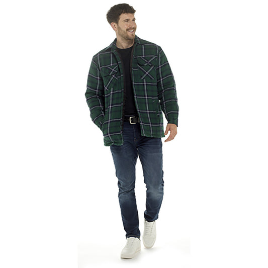 Men's Padded Checked Shirt Lumberjack Style Brushed Cotton Quilted Yarn-Dyed